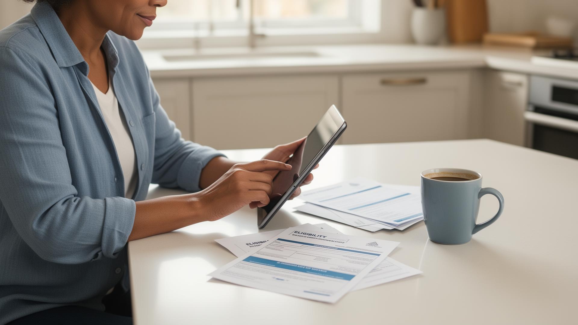 Low-income household checking free government tablet eligibility on a tablet
