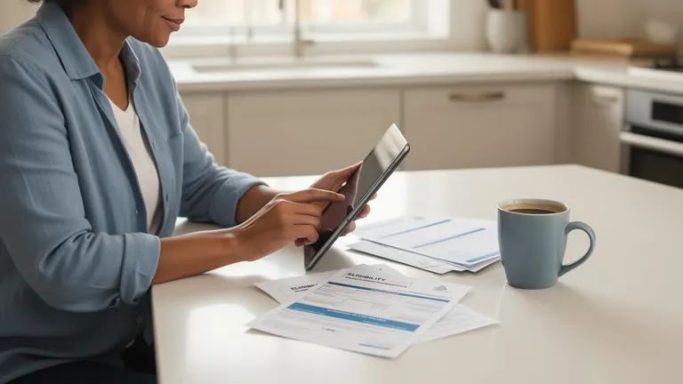 Low-income household checking free tablet benefit eligibility on a tablet