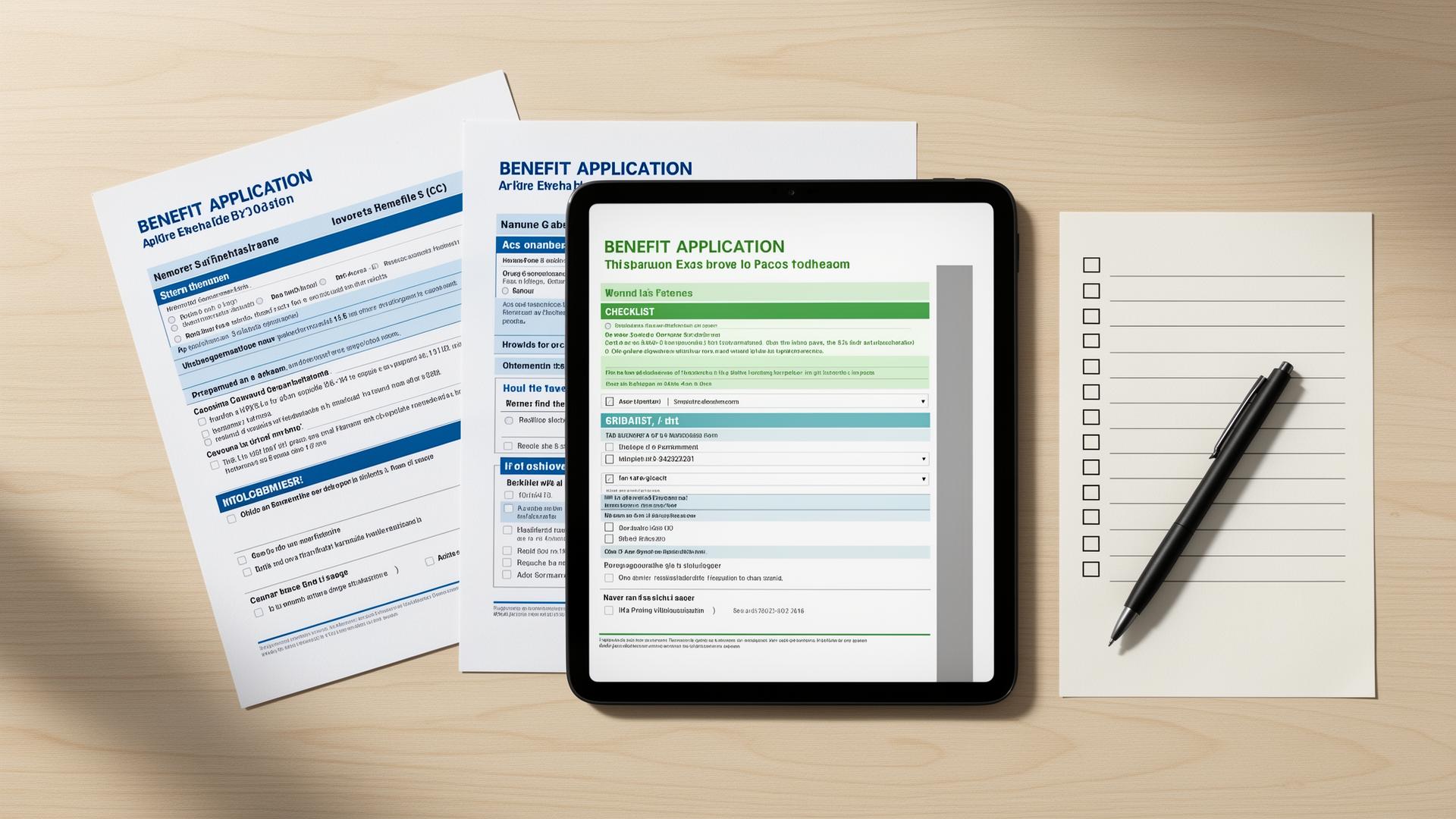 Free tablet benefit documents checklist with tablet and eligibility papers